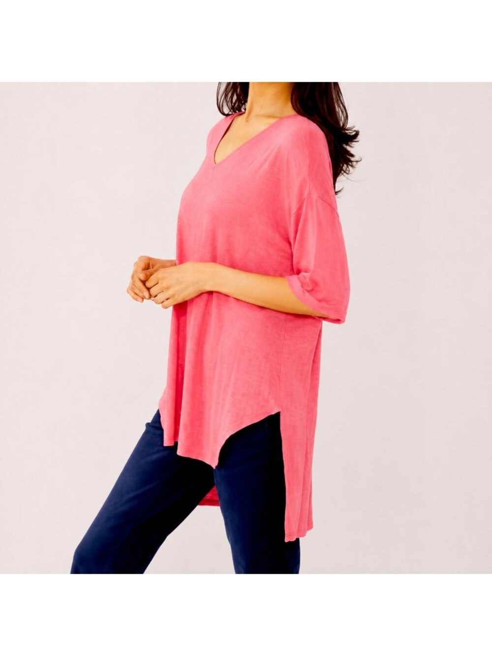 NEW DG2 Diane Gilman Rose Pink High Low Top - XS